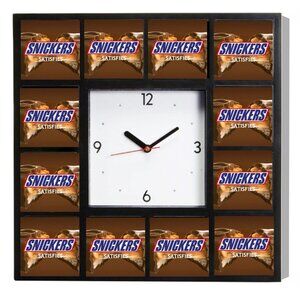 Snickers Satisfies Candy Bar Advertising Promo Clock Big 10.5"